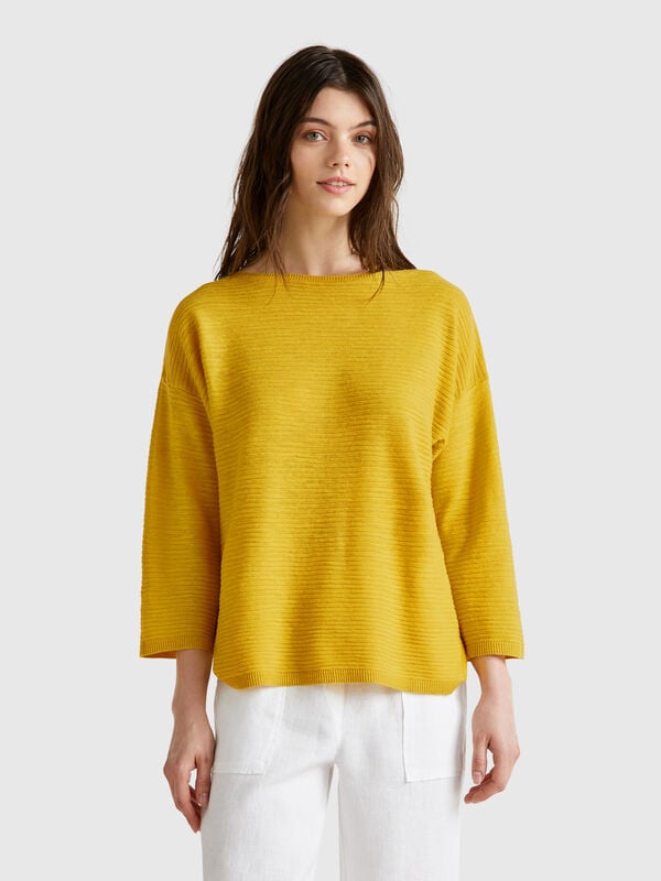 Pullover aus Leinenmischung mit 3/4-Ärmeln Damen