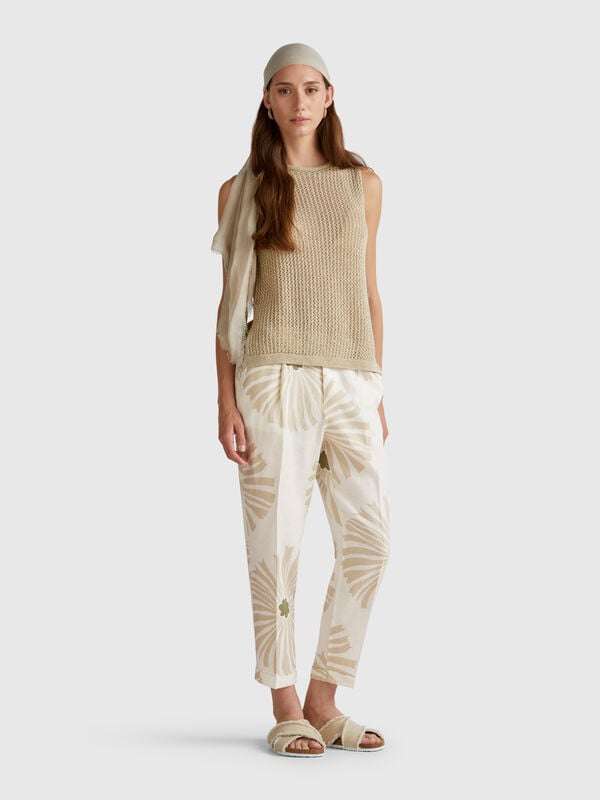 Bedruckte Leinenhose Damen