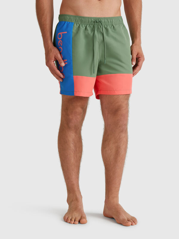 Farbblock-Badeshorts Herren