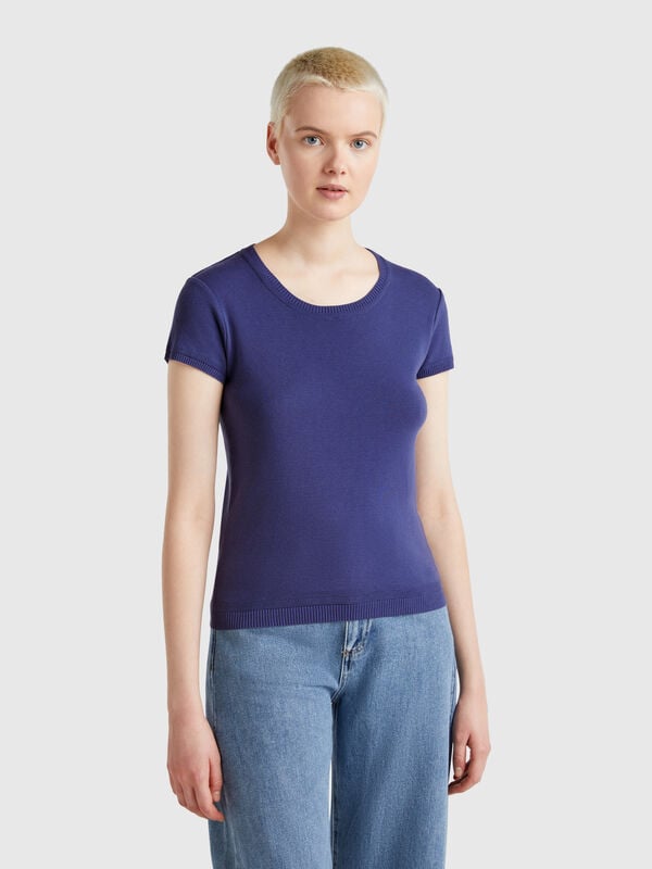 Kurzärmeliger Pulli aus 100% Baumwolle. Damen