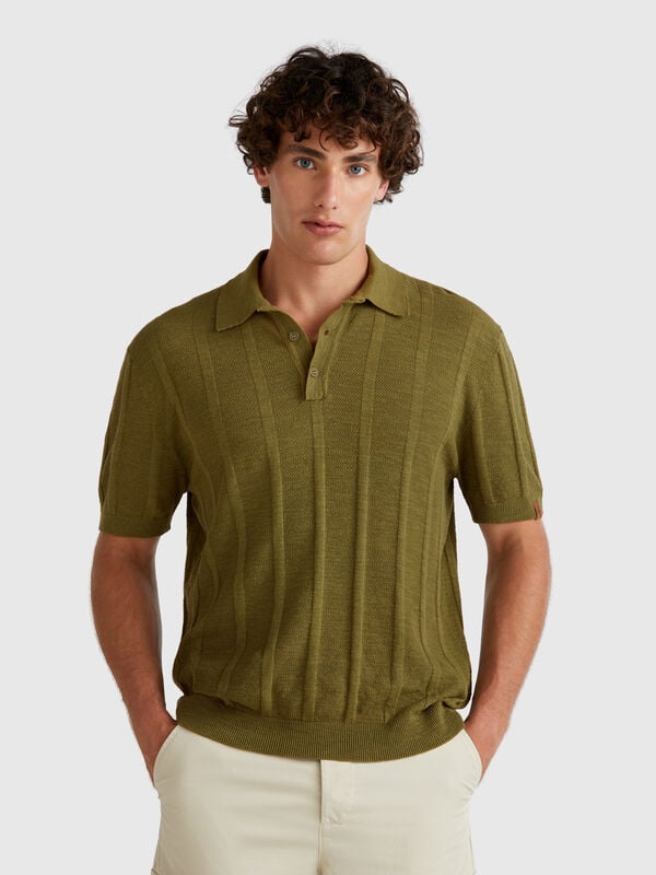 Gestricktes Poloshirt aus Leinenmischung Herren