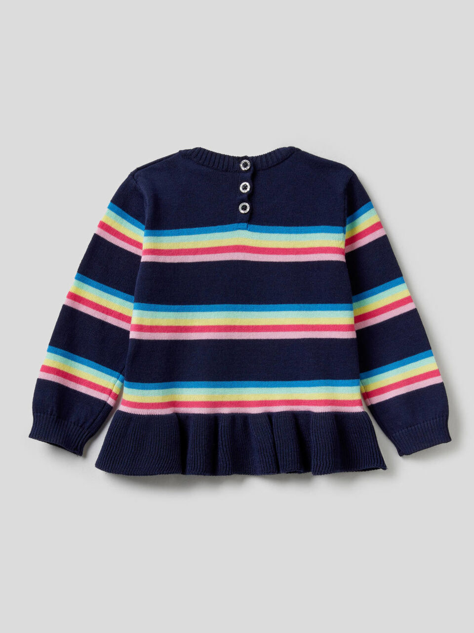Gestreifter Pullover mit Volant image number 2