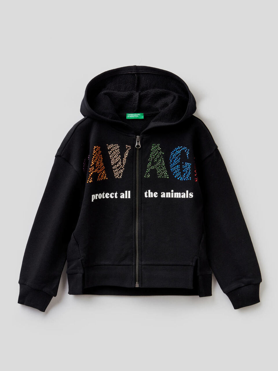 Sweatshirt mit Print und bunten Nieten image number 1