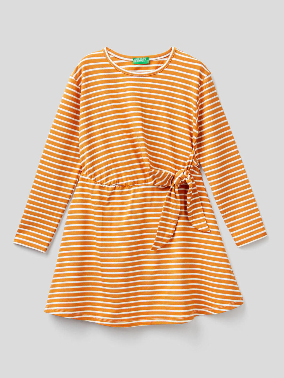 Gestreiftes Kleid mit Masche am Bund image number 1