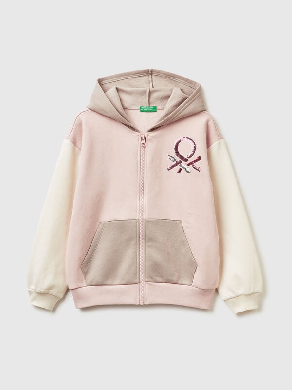 Sweatshirt mit Reißverschluss und Pailletten Mädchen