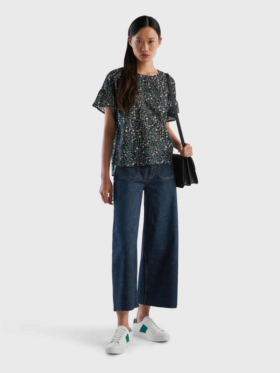 Gemusterte Bluse aus reiner Baumwolle
