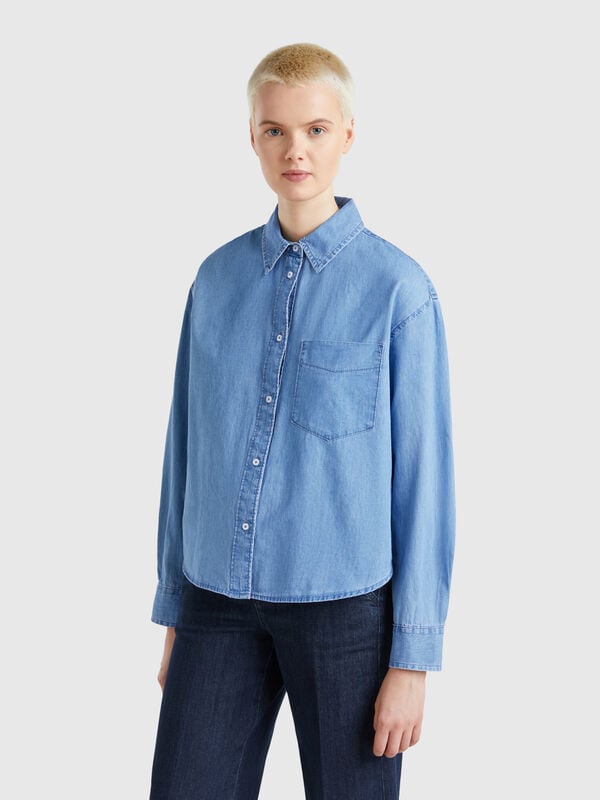 Kurzes Chambray-Hemd Damen