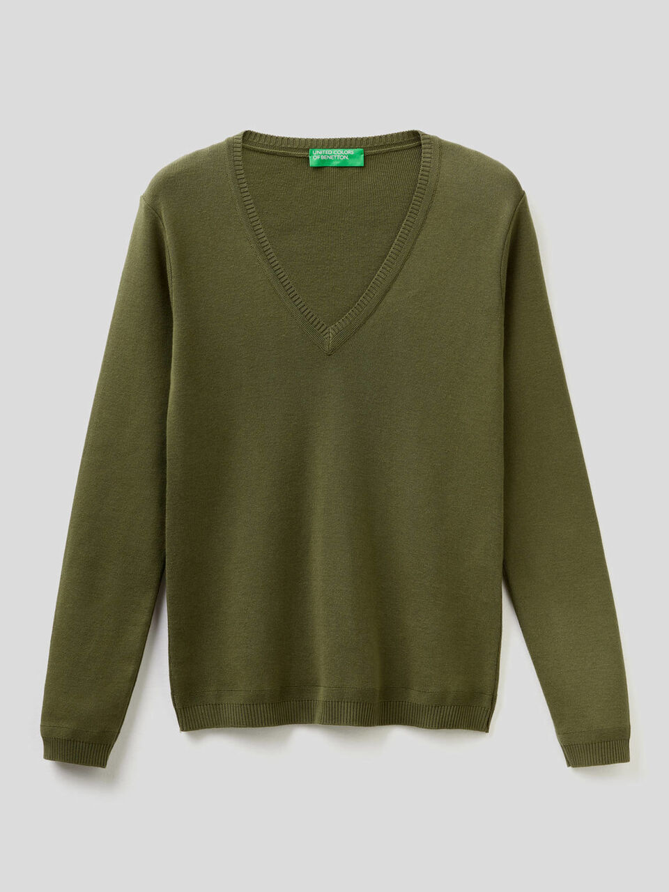 Pullover aus reiner Baumwolle mit V-Ausschnitt image number 1