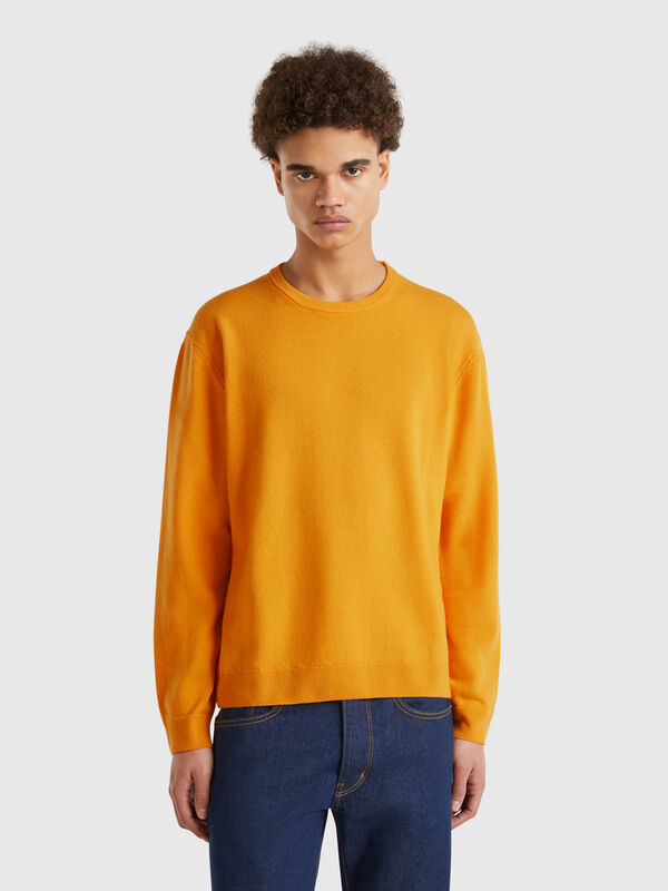 Pullover in Ockergelb aus reiner Merinowolle Herren