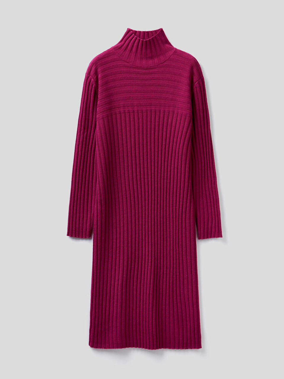 Geripptes Kleid aus Strick in einer Wollmischung image number 1