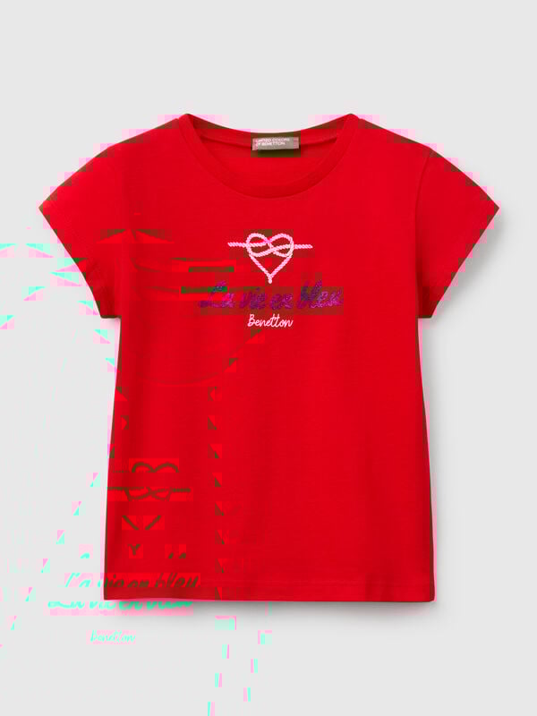 T-Shirt aus Baumwolle mit Glitzer Mädchen