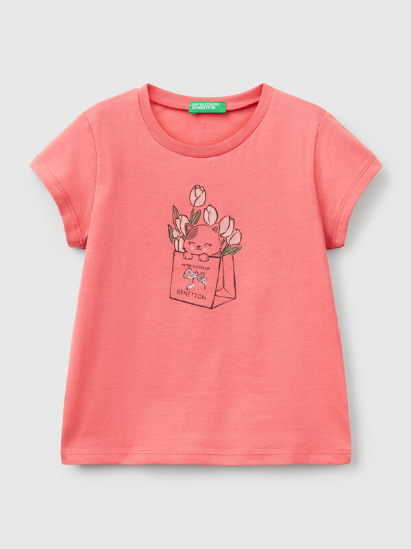 T-Shirt aus Baumwolle mit Glitzer Mädchen