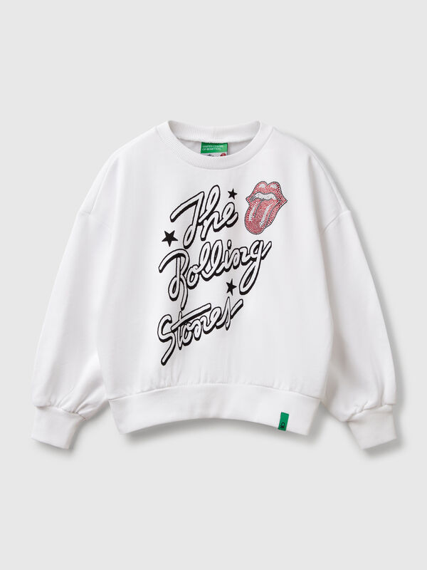 Übergroßes Sweatshirt „The Rolling Stones“ mit Strasssteinen Mädchen