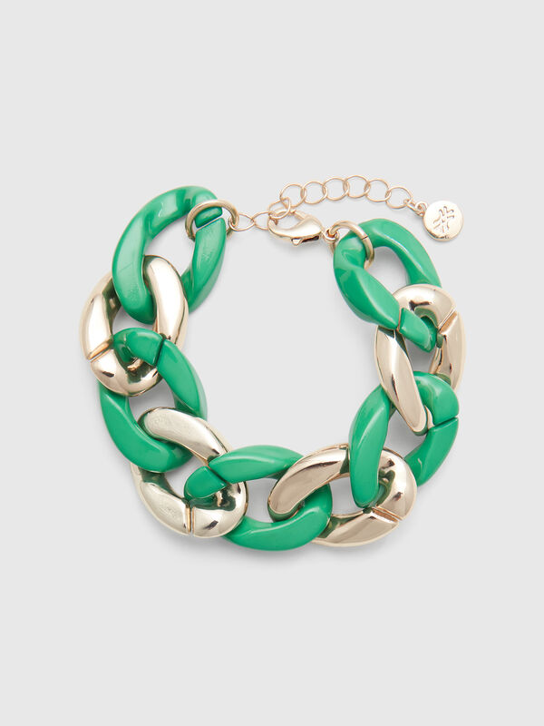 Kettenarmband aus Gold und Grün Damen
