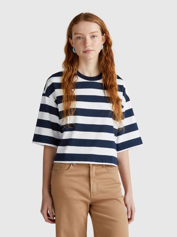 Blau-weiß gestreiftes T-Shirt Damen