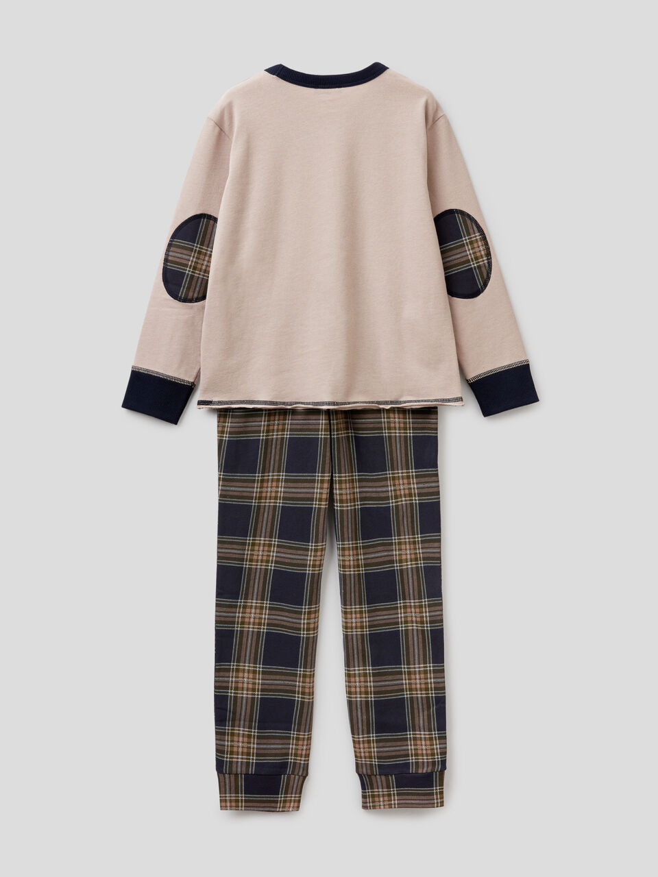 Pyjama mit Teddy-Print und karierter Hose image number 2