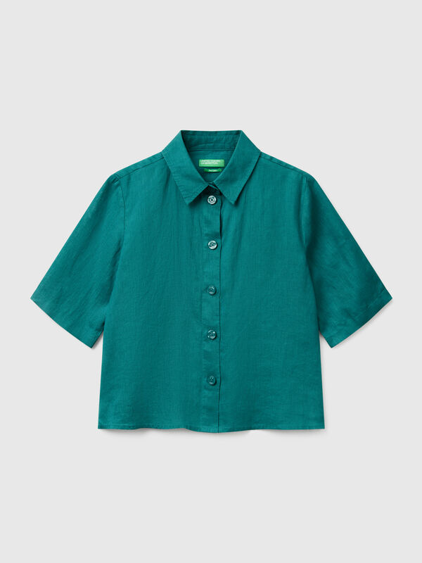 Kurzes Hemd aus reinem Leinen Damen