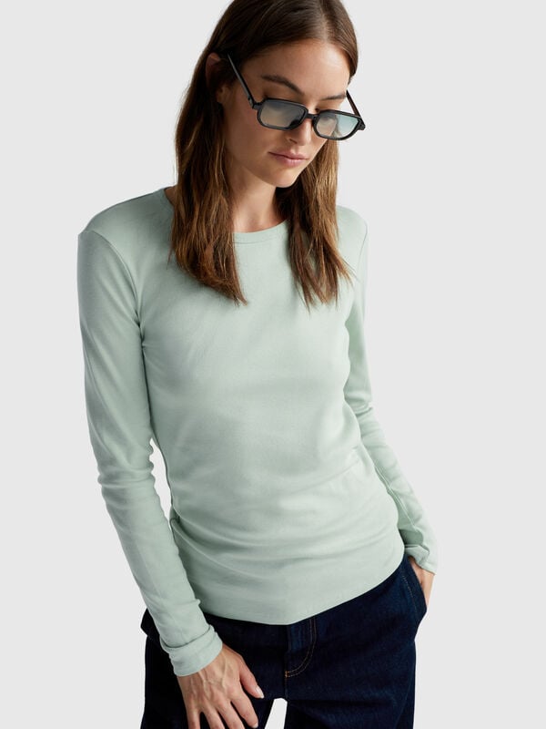 Langarm-T-Shirt aus 100 % Baumwolle Langarm-T-Shirt aus 100 % Baumwolle Damen