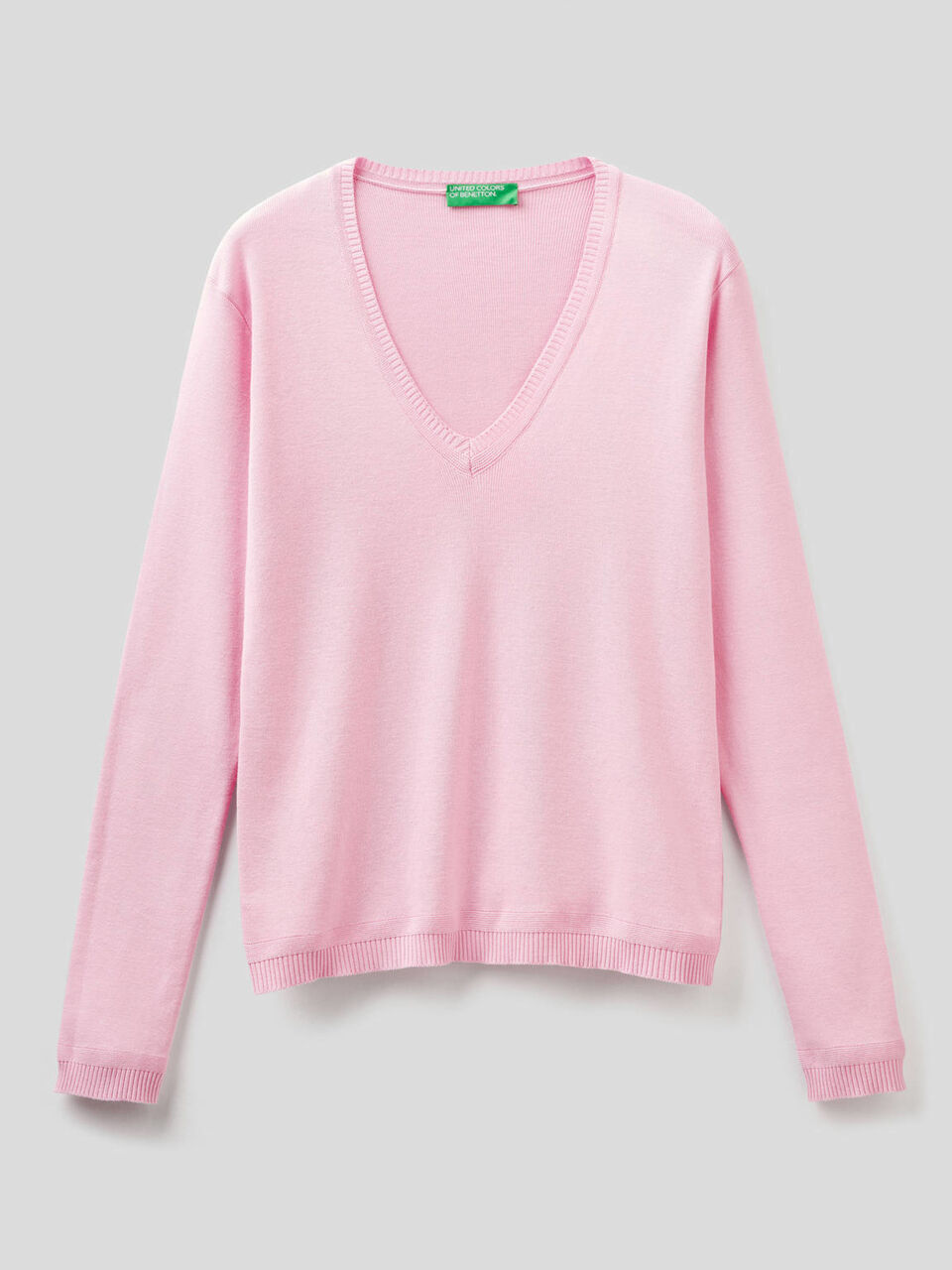 Pullover aus reiner Baumwolle mit V-Ausschnitt image number 1