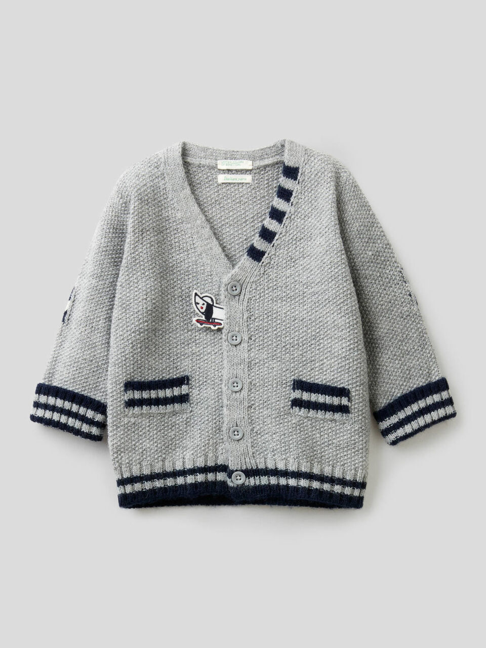 Strickjacke aus einer Wollmischung mit Ellenbogenpatches image number 1