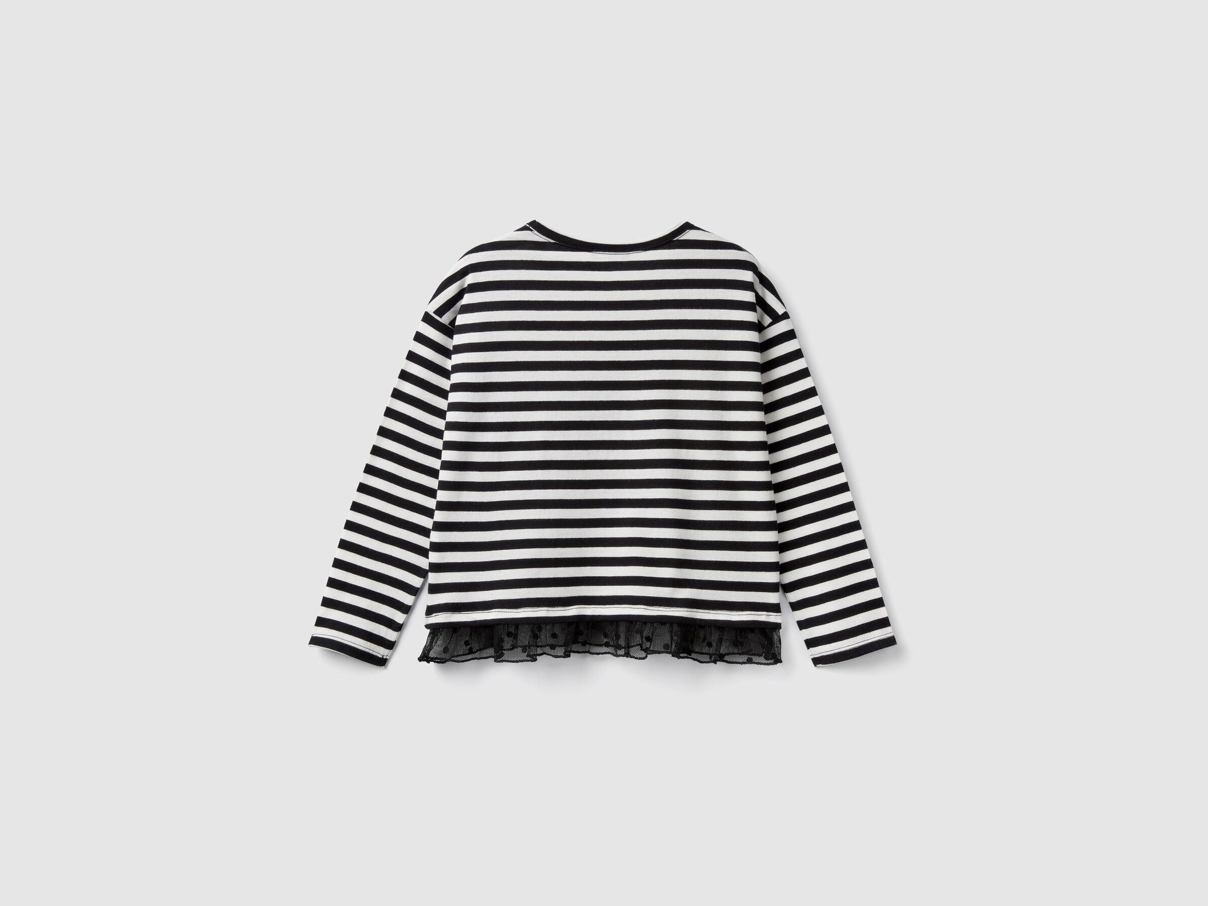 T-Shirt mit Streifen und Rüsche aus Tüll image number null
