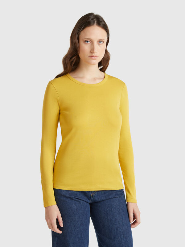 Langärmeliges T-Shirt aus reiner Baumwolle Damen