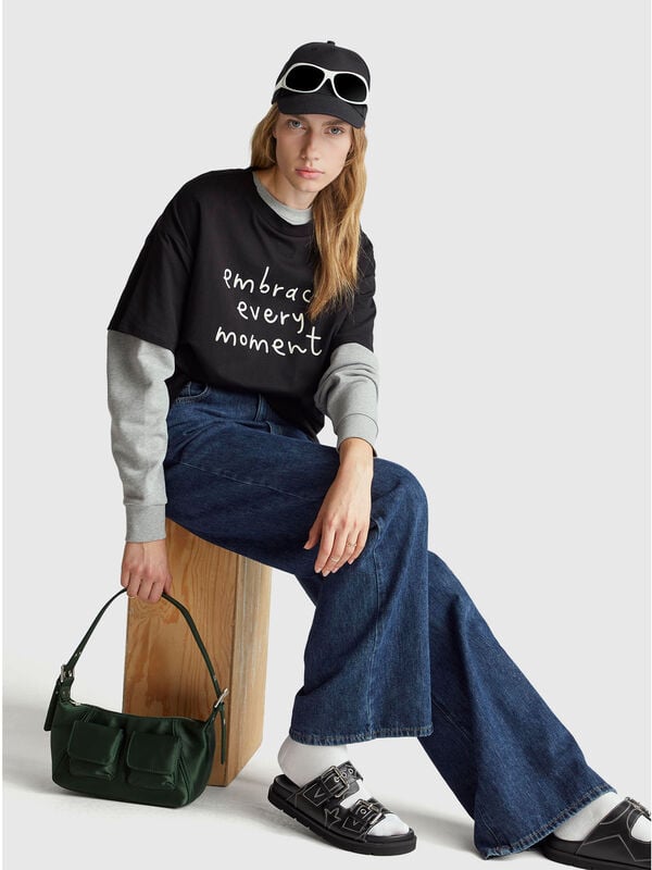 T-Shirt mit Slogan-Print Damen