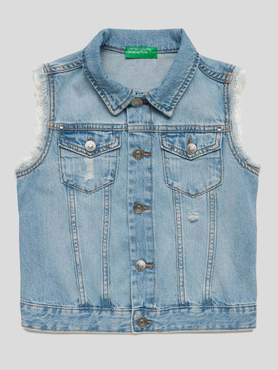 Weste aus Denim mit Spitze image number 1