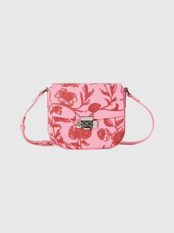 Tasche in Pastellrosa mit Blumendruck Damen