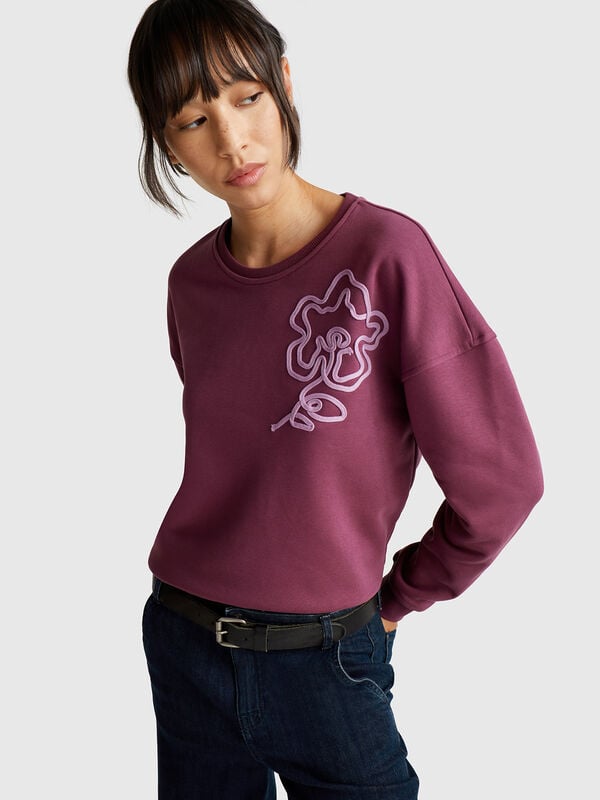 Sweatshirt mit normaler Passform und Applikation Damen