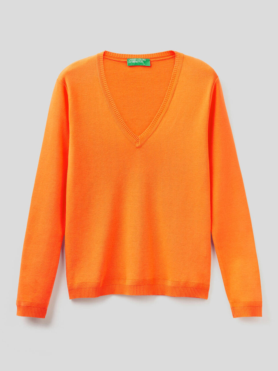 Pullover aus reiner Baumwolle mit V-Ausschnitt image number 1