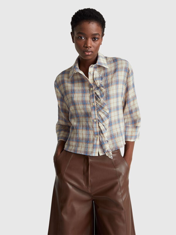 Kariertes Hemd mit Rüschen Damen