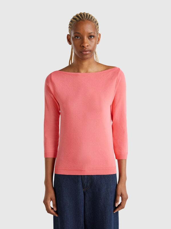 Pulli aus 100% Baumwolle mit Boot-Ausschnitt Damen