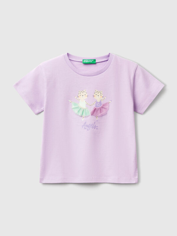 T-Shirt mit Aufdruck und Applikation Mädchen