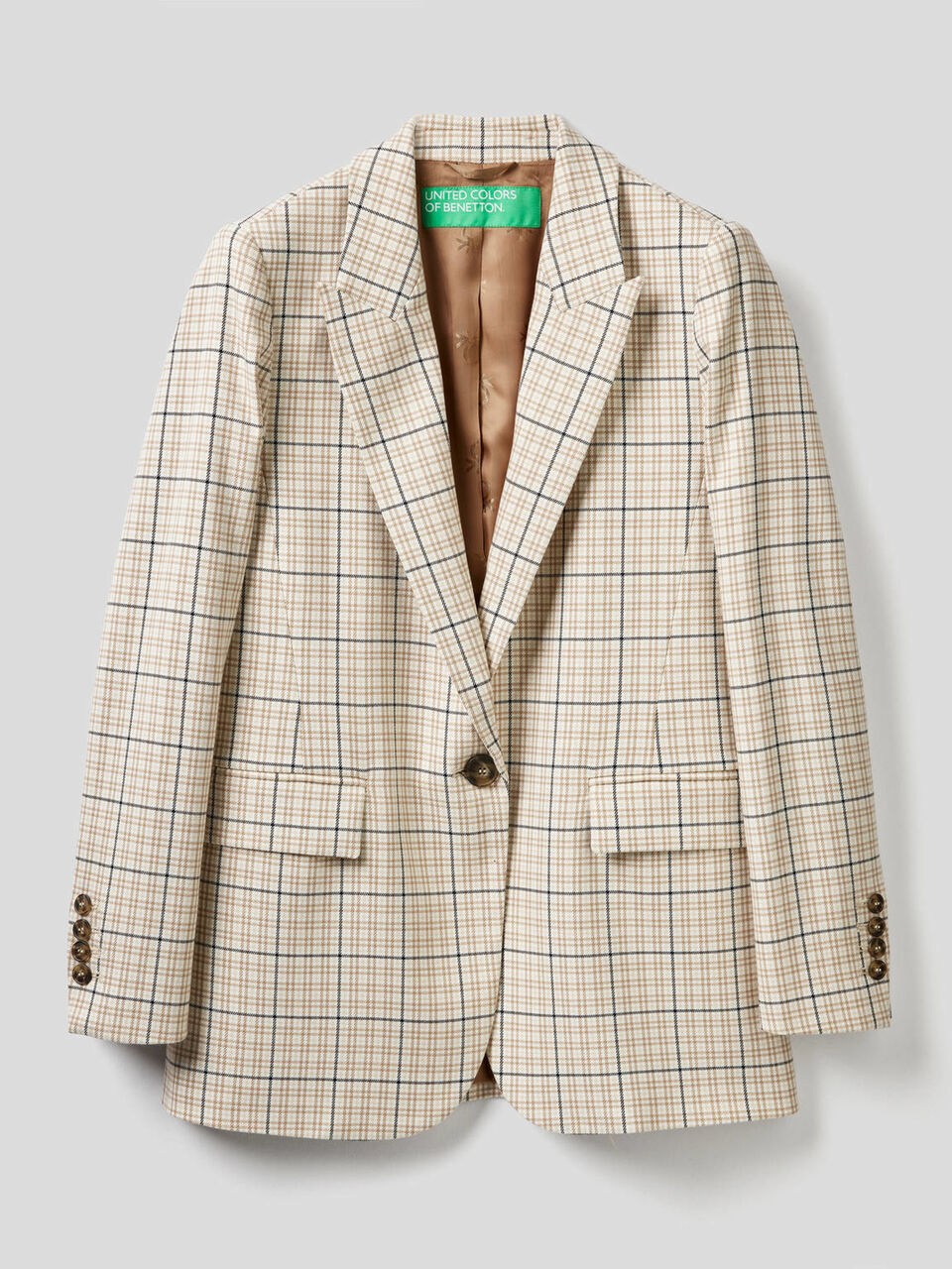 Karierter Blazer in durchgefärbtem Garn image number 1