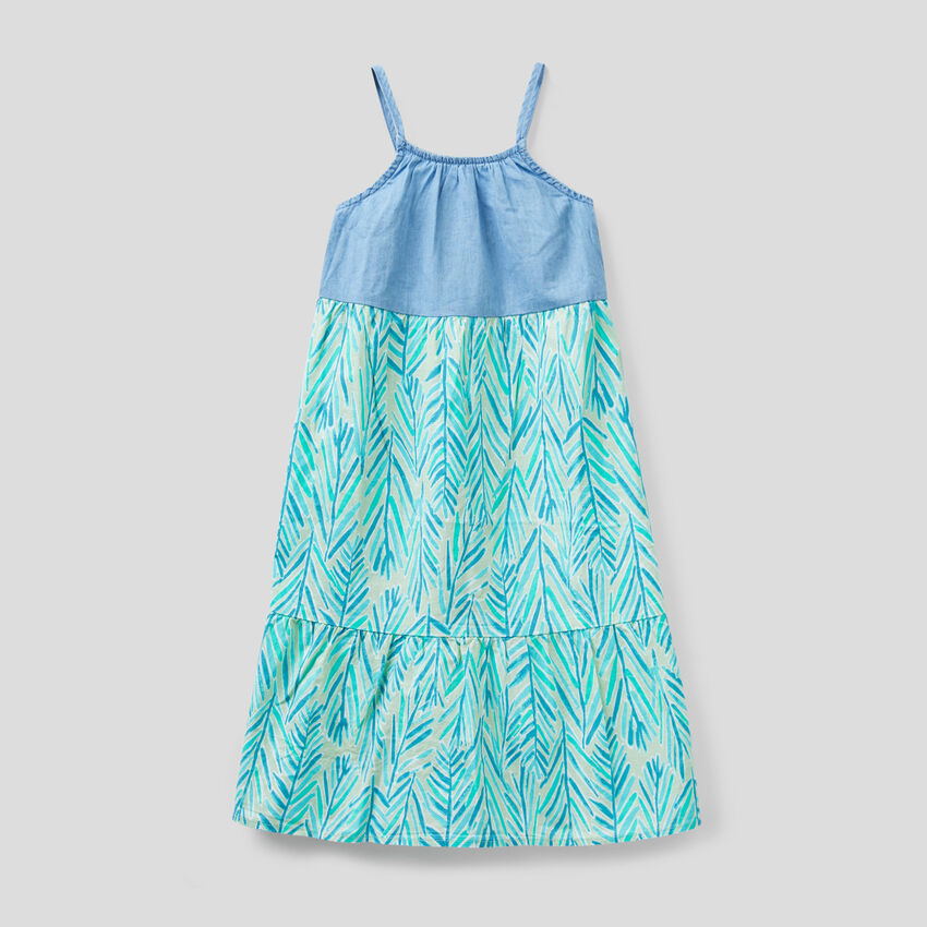 Midi-Kleid mit Tropenmuster