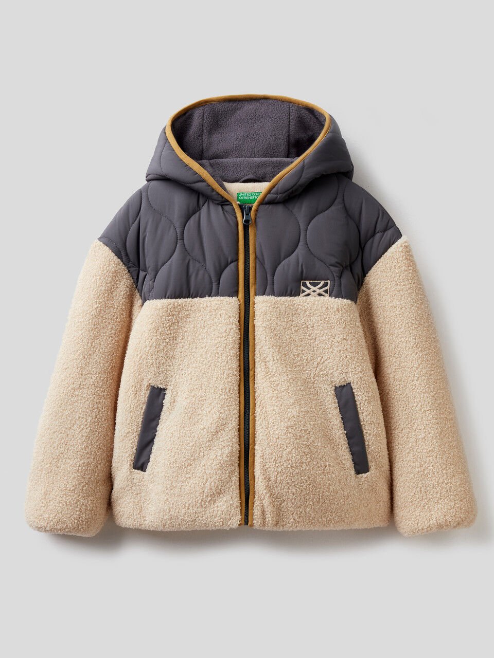 Oversize-Jacke aus Fleece und Nylon