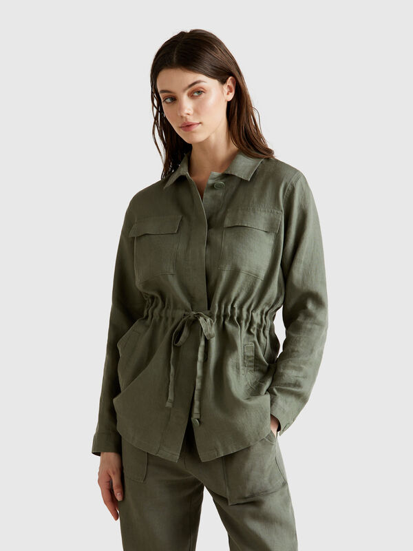 Jacke mit Kordelzug aus reinem Leinen Damen