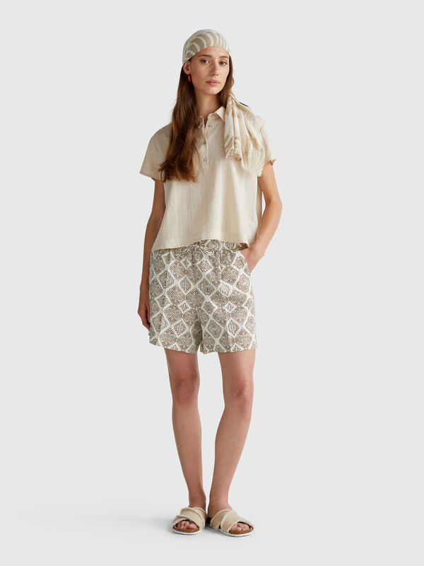 Bedruckte Leinenshorts Damen