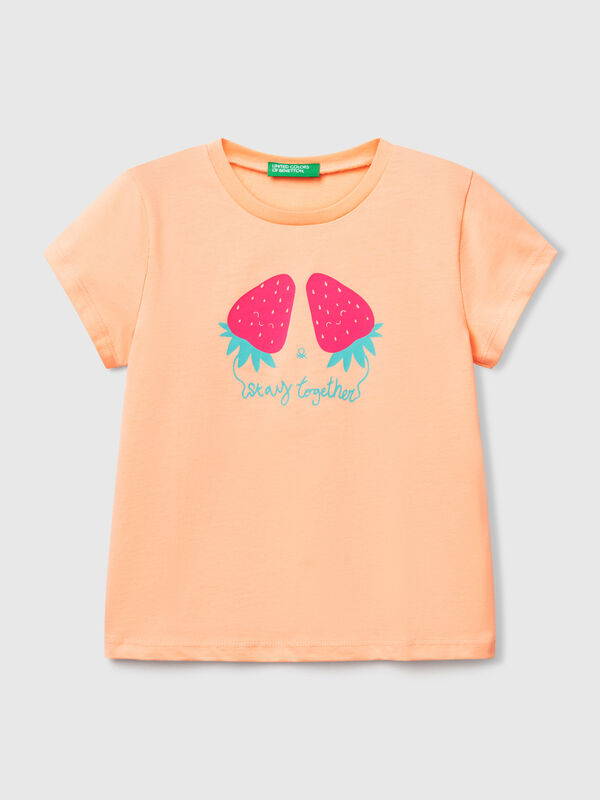 T-Shirt mit fluoreszierendem Aufdruck Mädchen