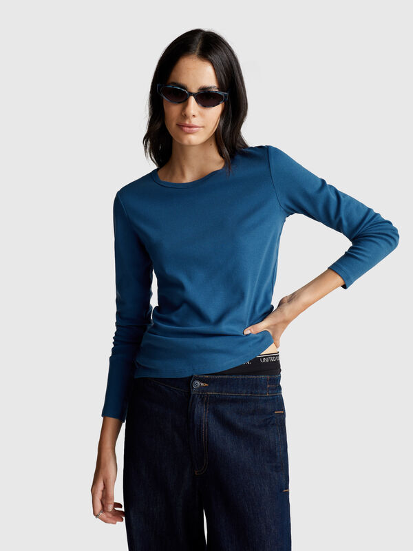 Langarm-T-Shirt aus 100 % Baumwolle Damen