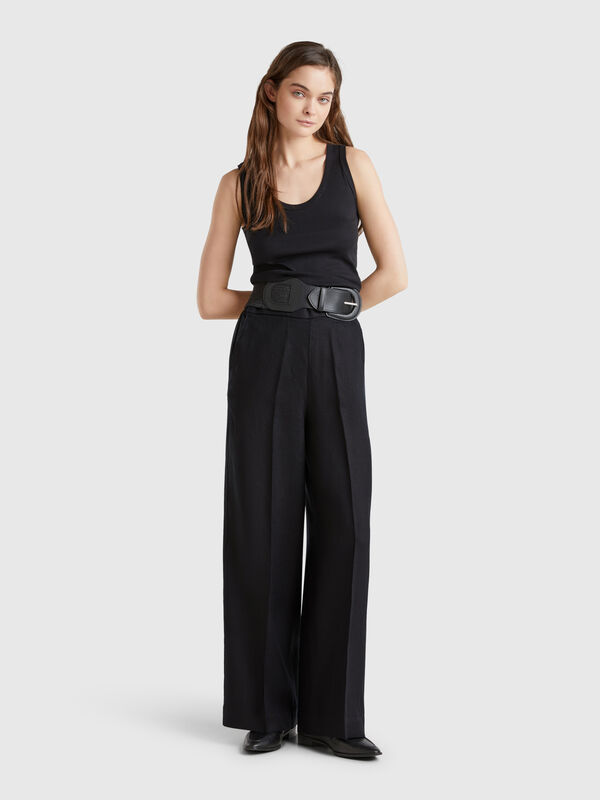 Palazzo-Hose aus 100 % Leinen Damen
