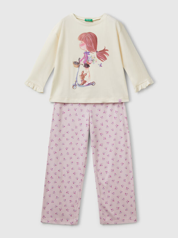 Schlafanzug mit Puppenmuster Mädchen