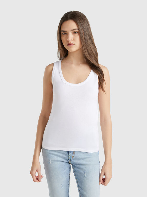 Weißes Tanktop aus reiner Baumwolle Damen