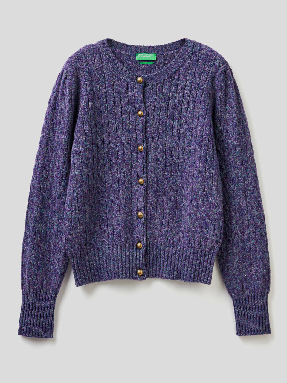 Strickjacke aus reiner Shetlandwolle mit Flechtmuster image number 1