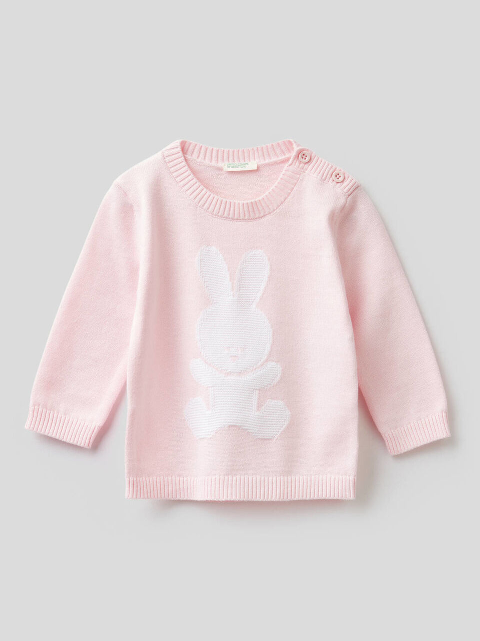 Pullover aus 100% Baumwolle mit Rundausschnitt und Intarsienarbeit image number 1