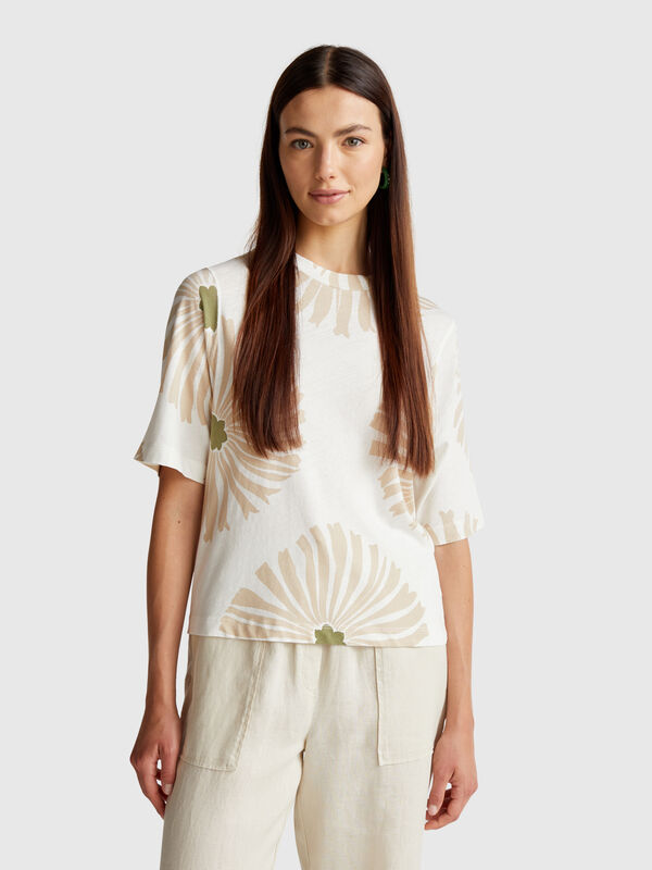 T-Shirt mit Blumenmuster Damen