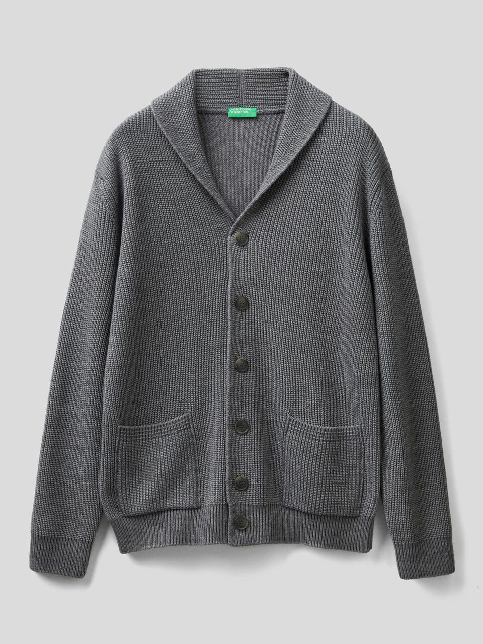 Strickjacke aus einer Wollmischung mit Schalkragen image number 1