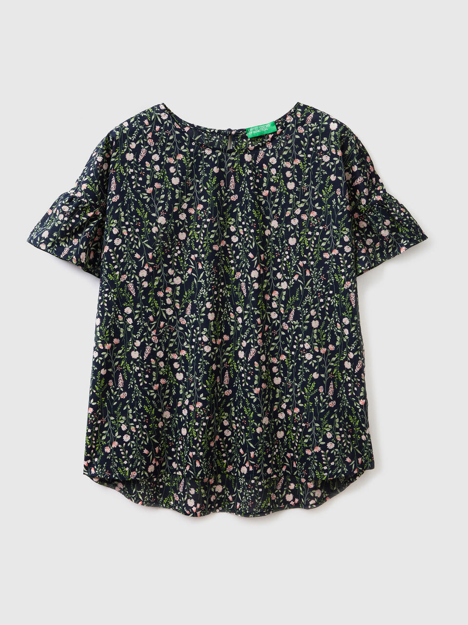 Gemusterte Bluse aus reiner Baumwolle image number 1