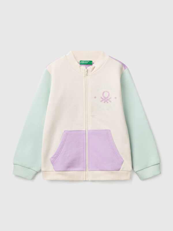 Sweatshirt mit Reißverschluss aus Baumwolle Mädchen